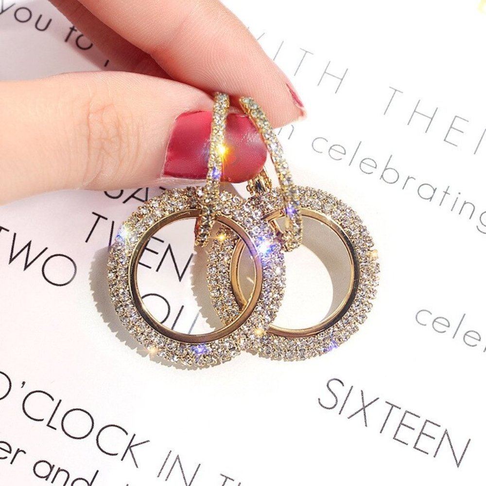 ❤️ Earrings Women Circle Stud Shiny Bohemian Hoop Drop Cute Trendy Jewelry - Picture 5 of 7